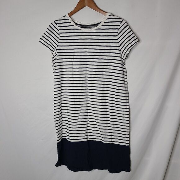 Boden Size 10L Dress Navy Blue and White Striped T Shirt‎ Dress Sundress … - Picture 1 of 5